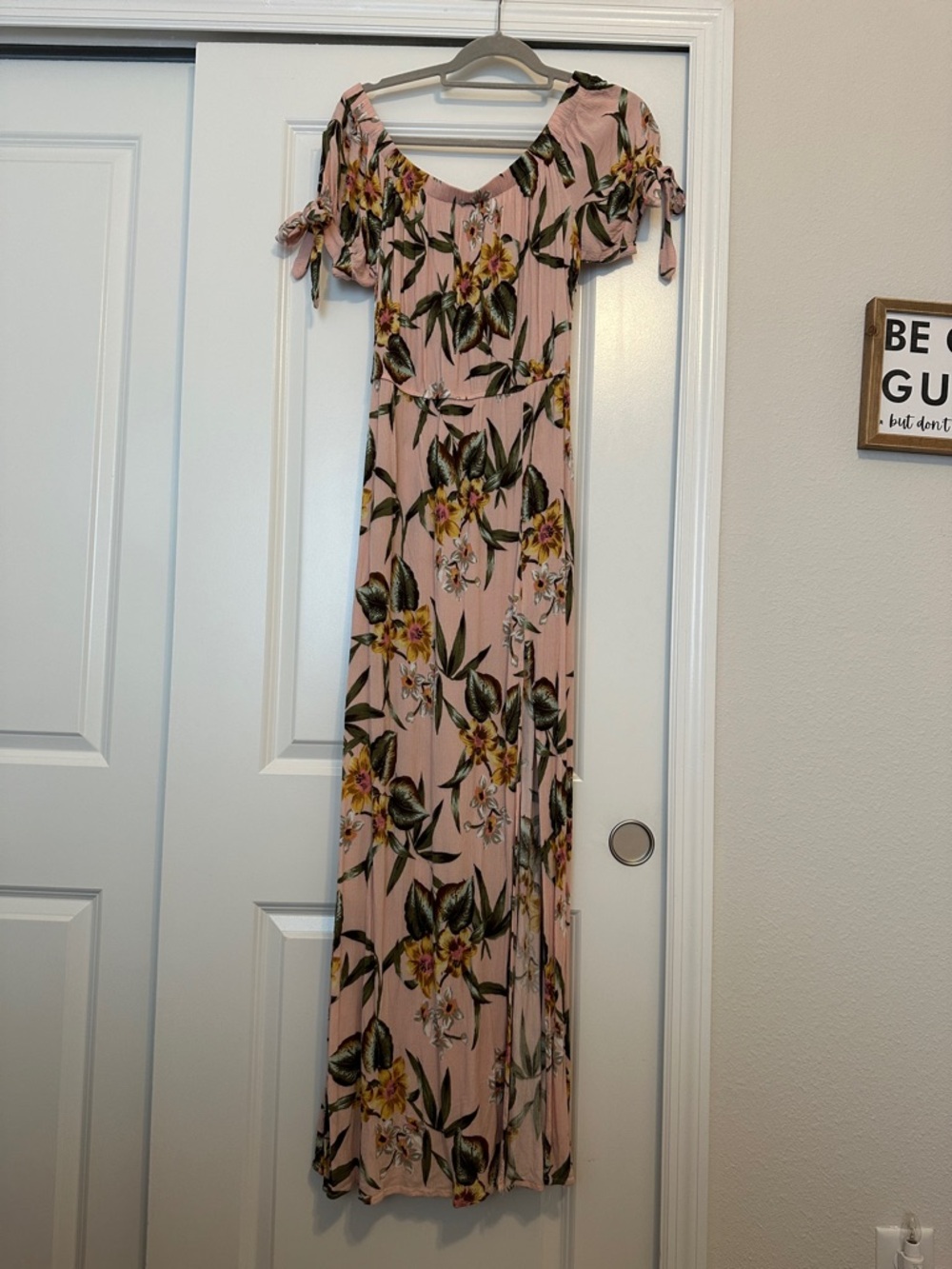 Women’s Pink Floral Off-Shoulder Maxi Dress